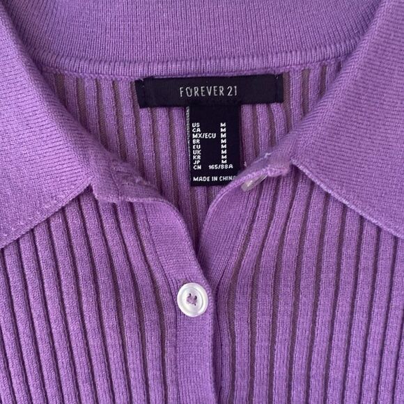Forever 21 Purple Cropped Chunky Ribbed Cardigan - Picture 4 of 7
